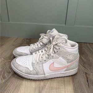 Nike Air Jordan 1‎ mid light iron ore color (white/pink/gray) women’s size 10